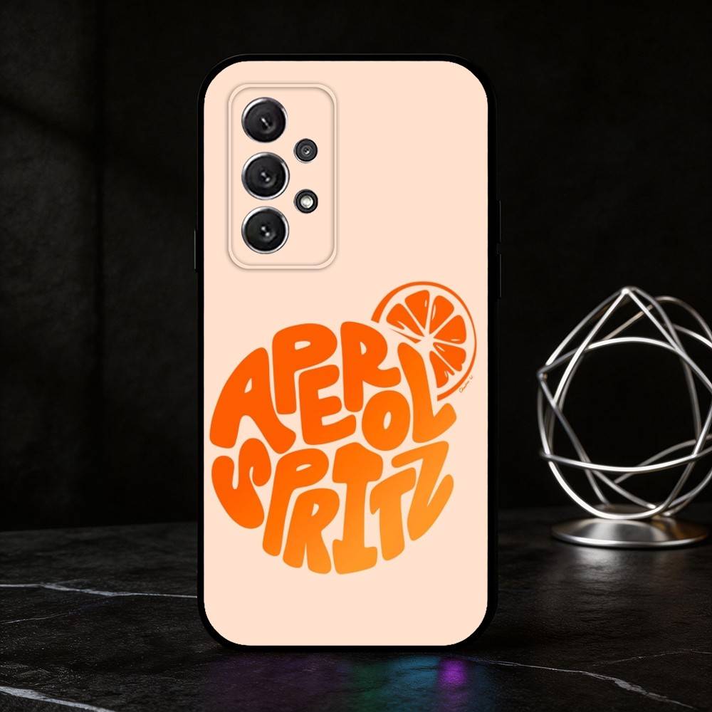 Чехол для телефона A-Aperol Spritz для Samsung S25,24,21,22,23,30,Ultra,20,Plus,Fe,Lite,Note Мягкий черный чехол