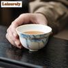 90ml Hand-painted Loofah Master Cup Dehua White Porcelain Teacup Single Master Cup Large Gourd Tea Bowl Kung Fu Teaset Drinkware