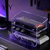 Slanted Keyboard Storage Rack 3-Tier Display Stand, Ergonomic Tilt Acrylic Organizer, Space Saving Desk Organizer Holder for Mechanical Keyboards And