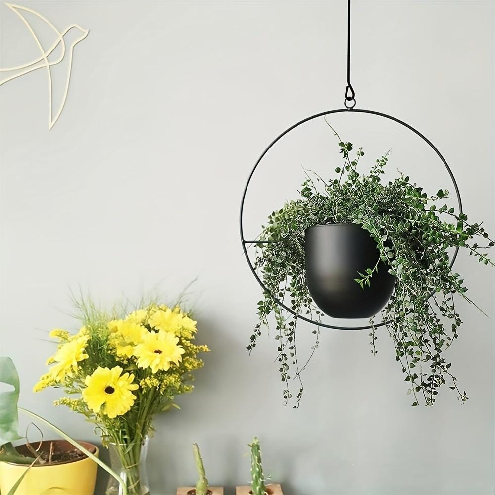 1 Pc Modern Metal Hanging Planter - Sleek Wall and Ceiling Decor with Hooks for Indoor and Outdoor Plants, Minimalist Flower Pot