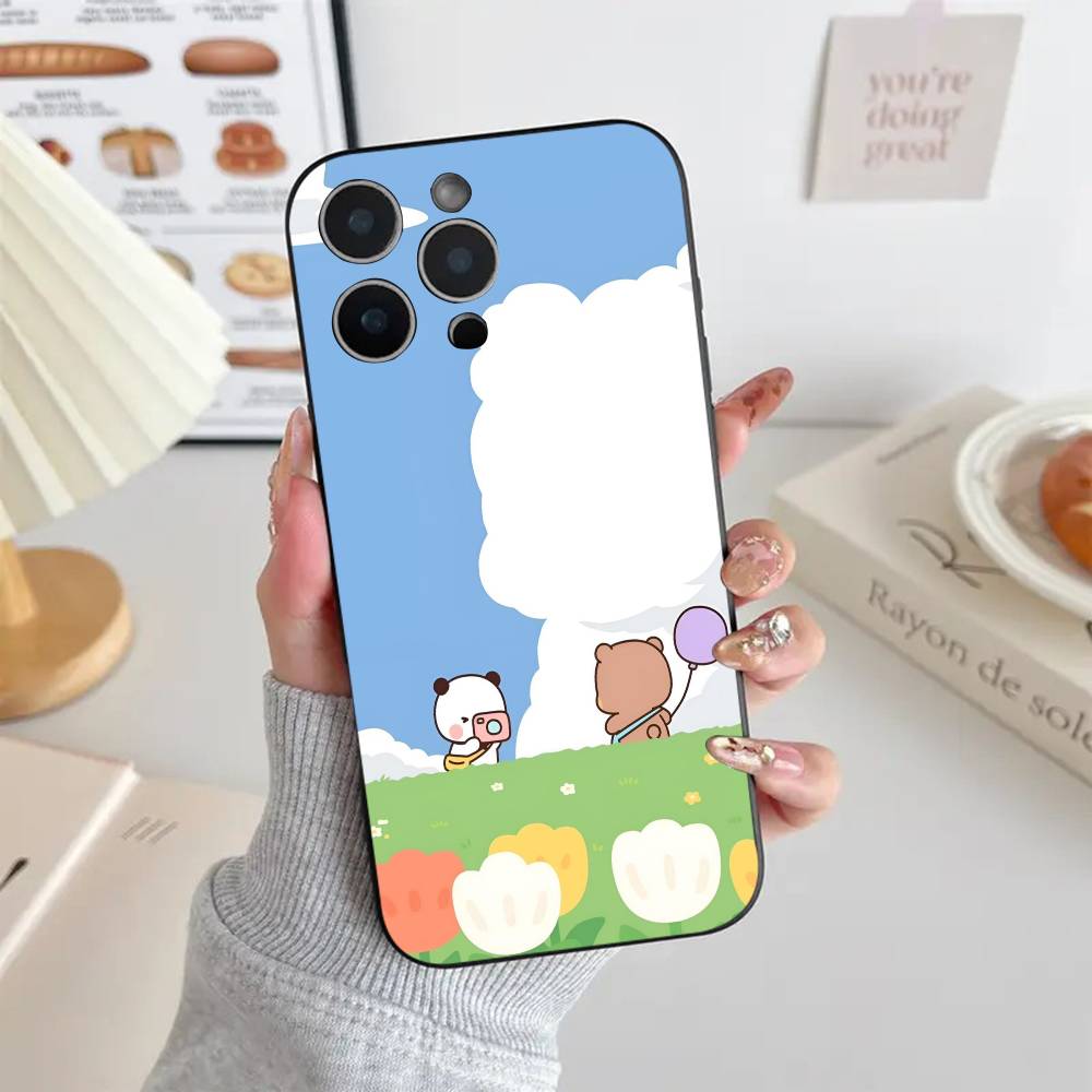 BUBU DUDU Мультяшный Чехол для Телефона Черный Силикон Мягкий Корпус Для IPhone 17 16 15 14 13 12 11 Air Pro Max Plus Горячая Распродажа