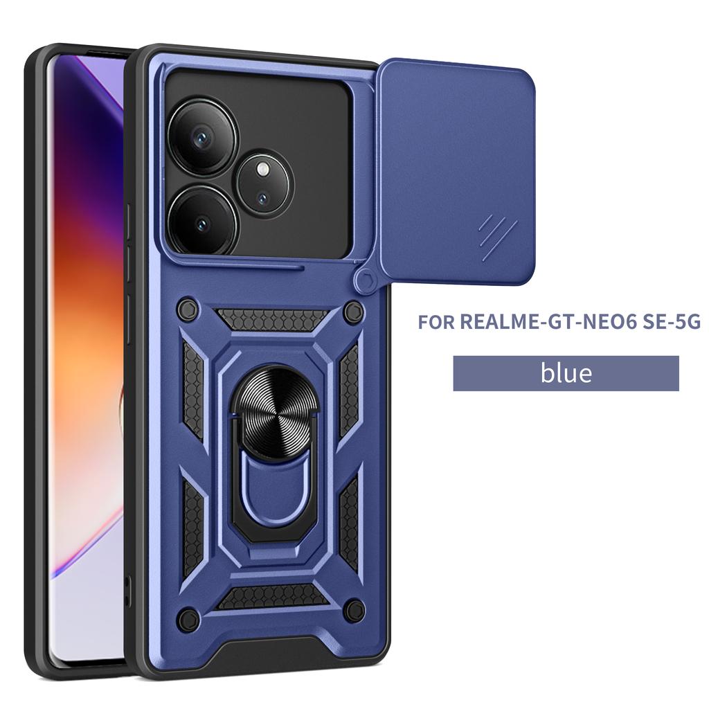 Чехол для Realme GT 6 Чехол-обложка для Realme GT 6T Чехол для Realme GT Neo 6 se Магнитное кольцо-держатель Бронированный чехол для телефона Защитная задняя крышка со шторкой для камеры