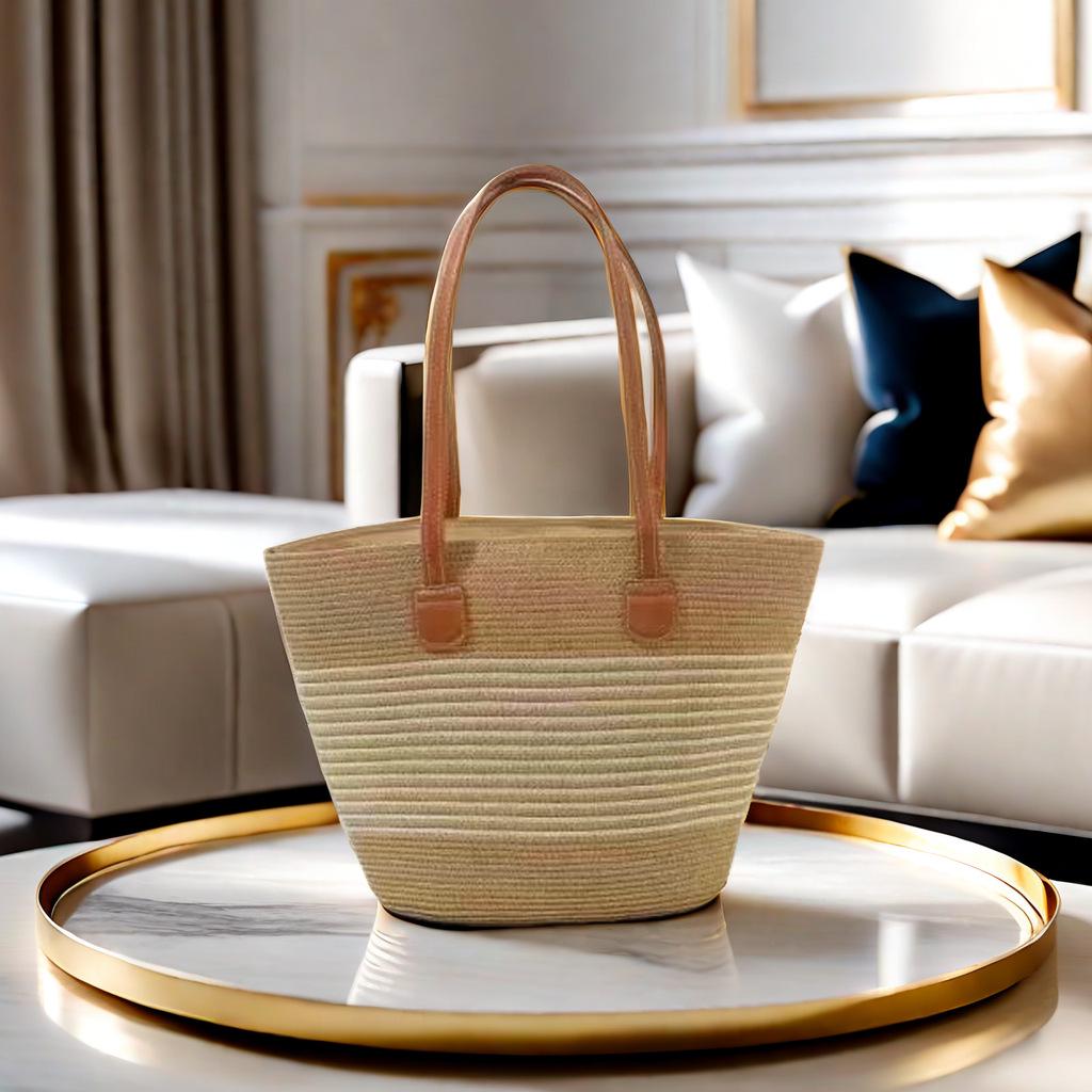 Большая женская соломенная пляжная сумка-тоут - летняя сумка, сумка на плечо с видом на море, в стиле корзины для овощей