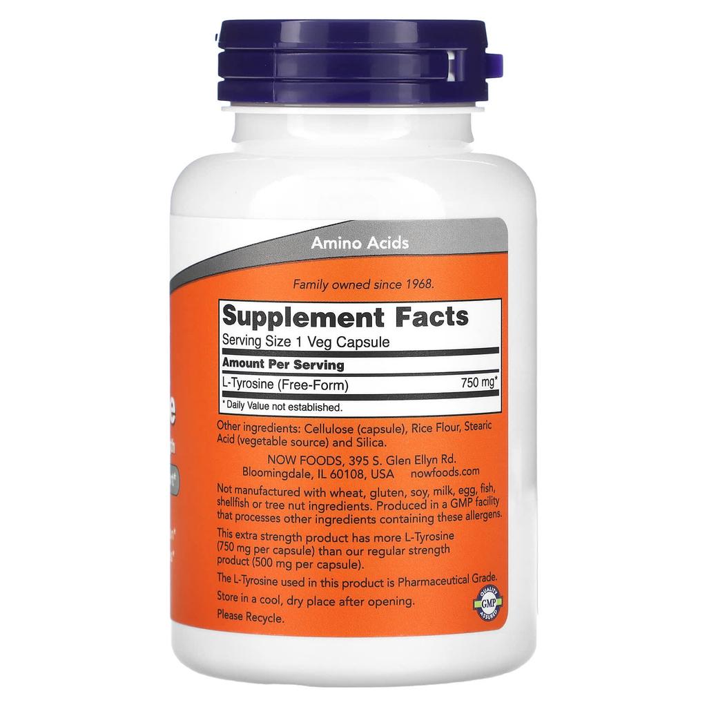 L-Tyrosine, Extra Strength, 750Mg, 90 Veggie Caps