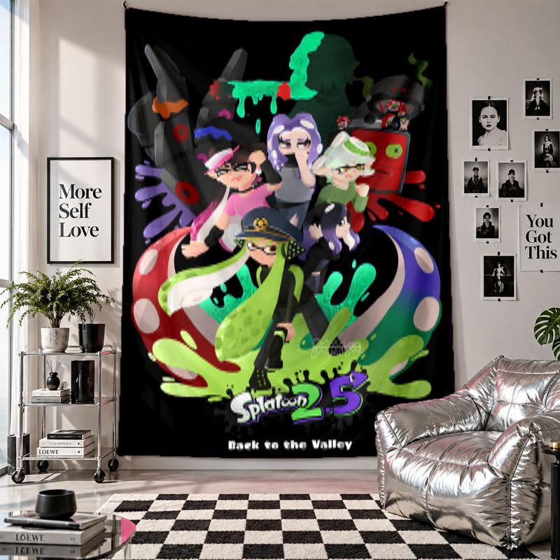 Wall TapestrySplatoon Art Hanging Cloth Decorative Background Cover for Room Decoration