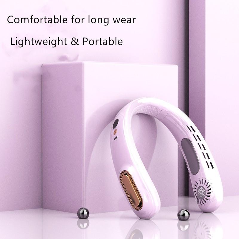 Lightweight Portable Mini USB Ventilation Fan 2000mAh Neck-worn Design with Bladeless Installation Air Cooling 5V