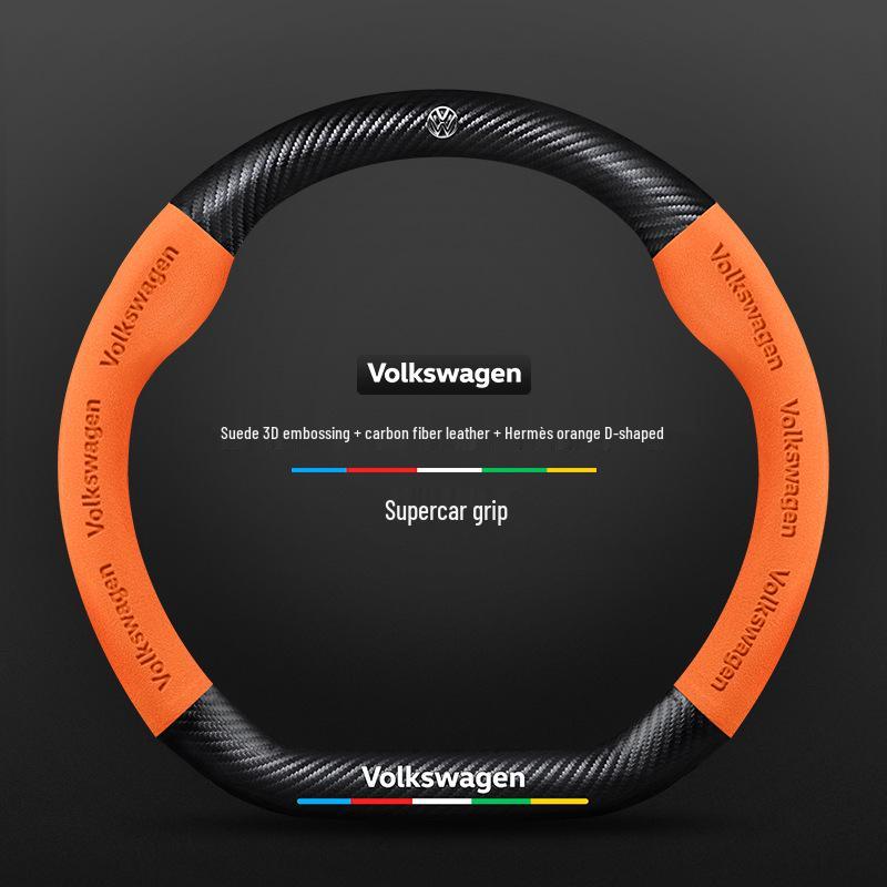 Чехол на руль Volkswagen Golf для моделей 2010-2023 гг.: Замша и Углеродное Волокно, Совместимо с R-Line и 8-м Поколением