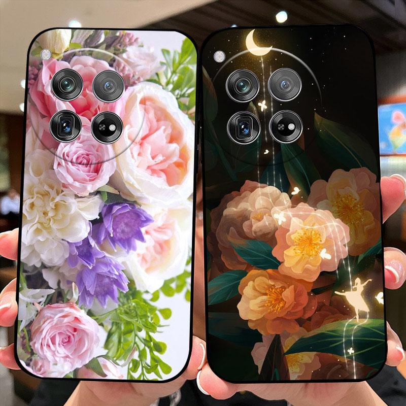 Чехол для OnePlus 12 Fundas 1+ 12 CPH2573 Цветочный узор ТПУ Силиконовый чехол для телефона Для One Plus 12R Capa CPH2585 Ударопрочный бампер