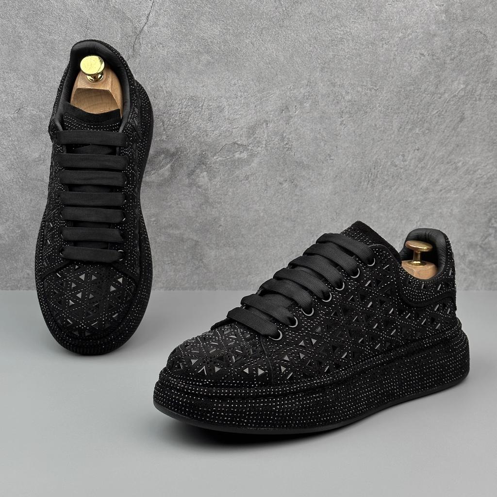 Fashion Men Thick Bottom Trend Rhinestones Light Luxury Full Diamond Fashion Korean Version Men Low-top Casual Sneakeas 8