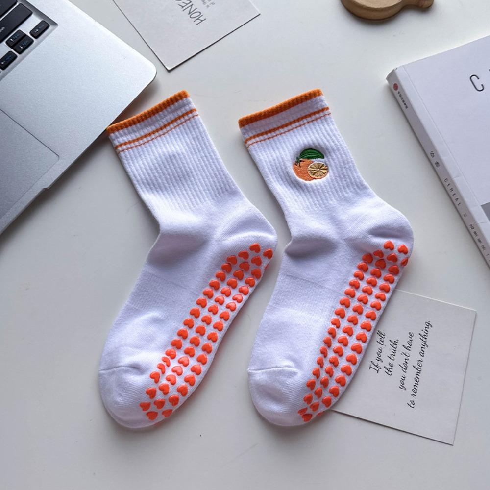 Дышащие носки для йоги Хлопковые носки с вышивкой вишни Новые носки средней длины