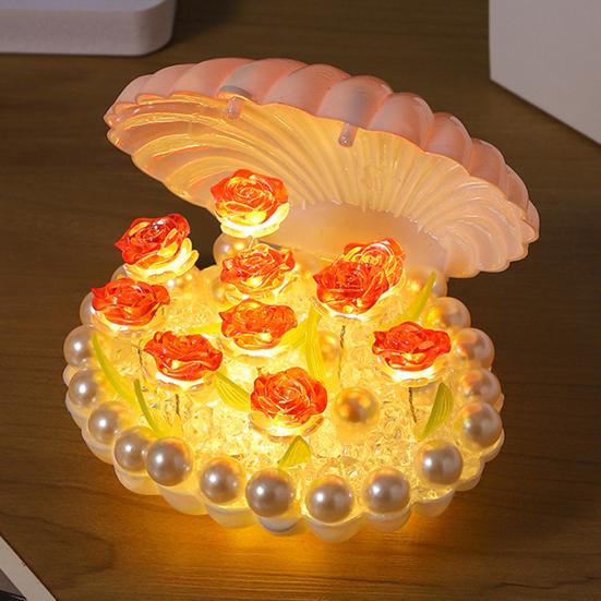Роза Ночник Цветок Лампа Ракушка Свет Роза Спальня Настольные Лампы Теплый Свет Атмосферы Уникальные Подарки для Женщин Ее Подруги Жены