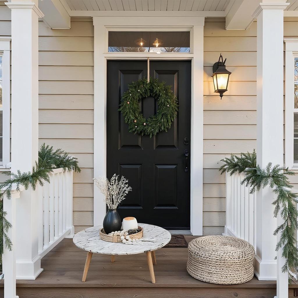 5.91 Feet Christmas Cypress Garlands Artificial Cedar Pine Simulated Green Hanging Tabletop Plants Artificial Decor Vine Door