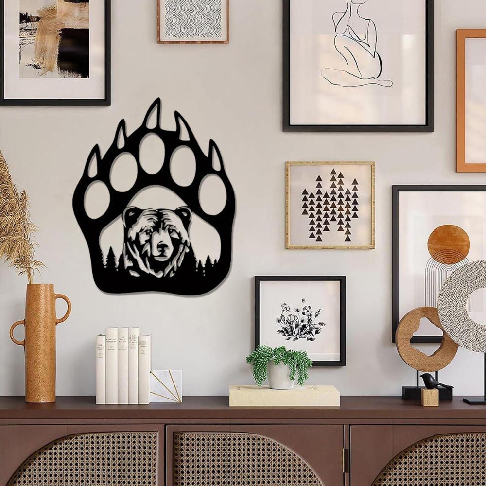 1 шт. Металлический настенный декор, медвежья лапа, декор для гостиной, настенный знак, металлический декор для медведя, украшения в деревенском стиле для охоты на медвежью лапу