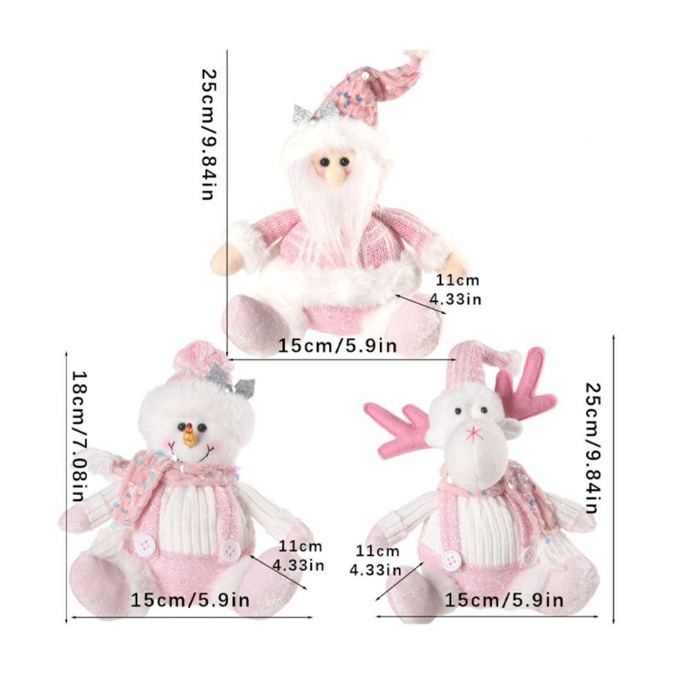 Sitting Knitted Elk Snowman Doll Realistic Christmas Pink Doll Decorations Kids Birthday Christmas