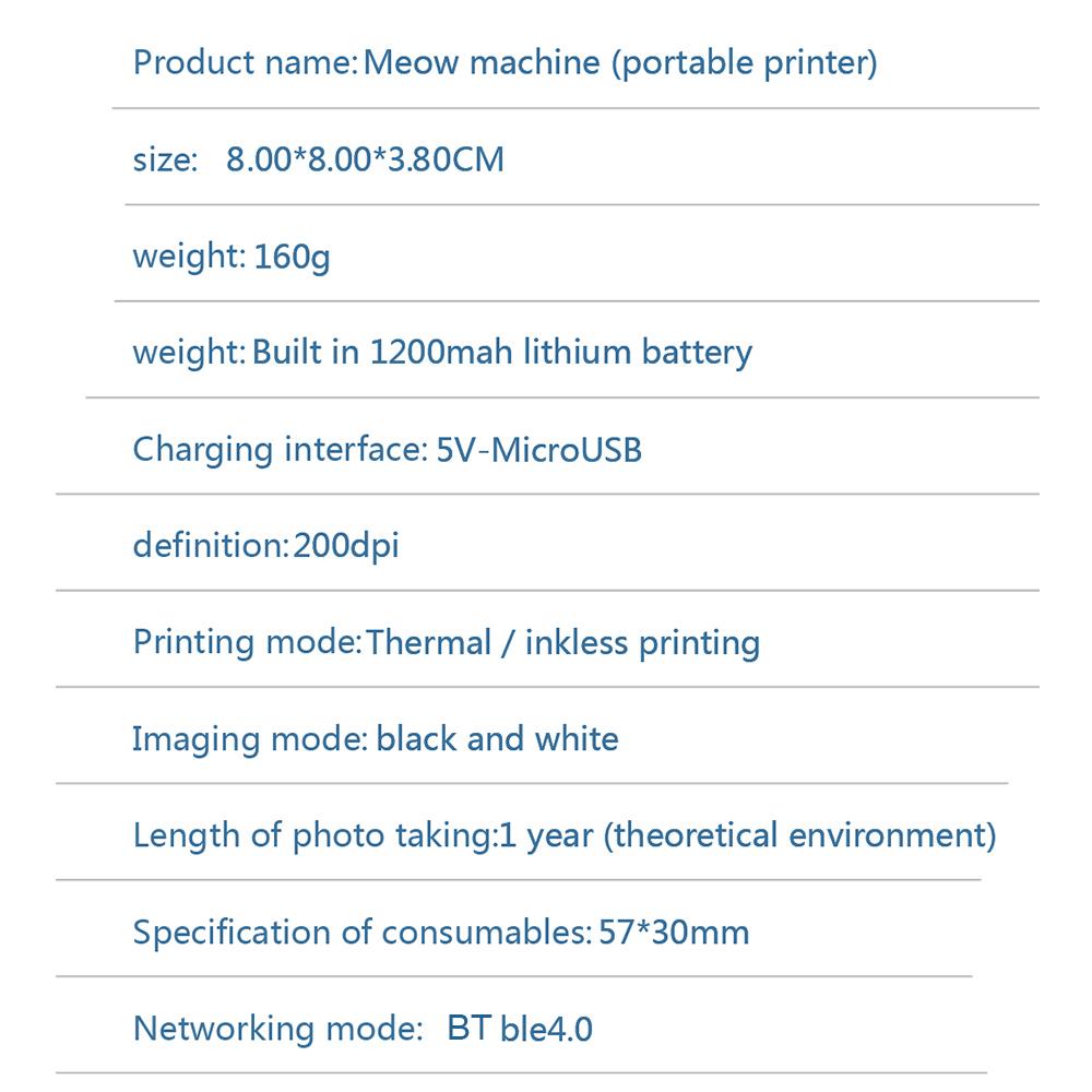 Компактный портативный мини-принтер Bluetooth с термотехнологией для студентов