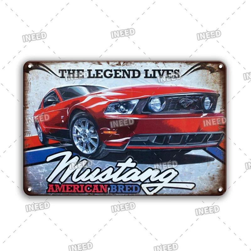 Ретро Ford Mustang металлический жестяной знак винтажный автомобиль бренд настенные наклейки гараж украшение Man Cave House настенный знак 8x12 дюймов
