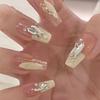 French Crystal False Nails Long Ballerina Nail Tips Fashion Press On Nails  Women Girls