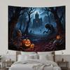 Хэллоуинский фон-гобелен-Призраки, Тыквы-фонари, Замки, Лесные элементы для вечеринки, Фотобудка, Праздничный декор
