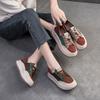 Mixed Colors Casual Thick Soled Shoes Genuine Leather Height Increasing Women's Flat Platform Shoes