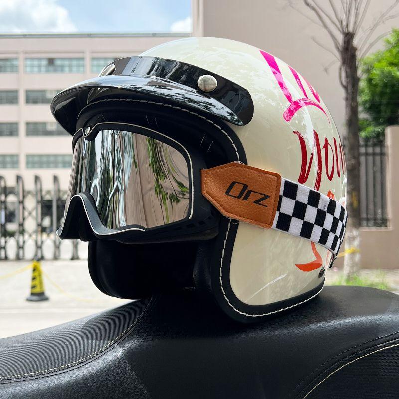 Retro Motorcycle Helmet Men's and Women's Electric Vehicle Scooter 3/4 Half Helmet