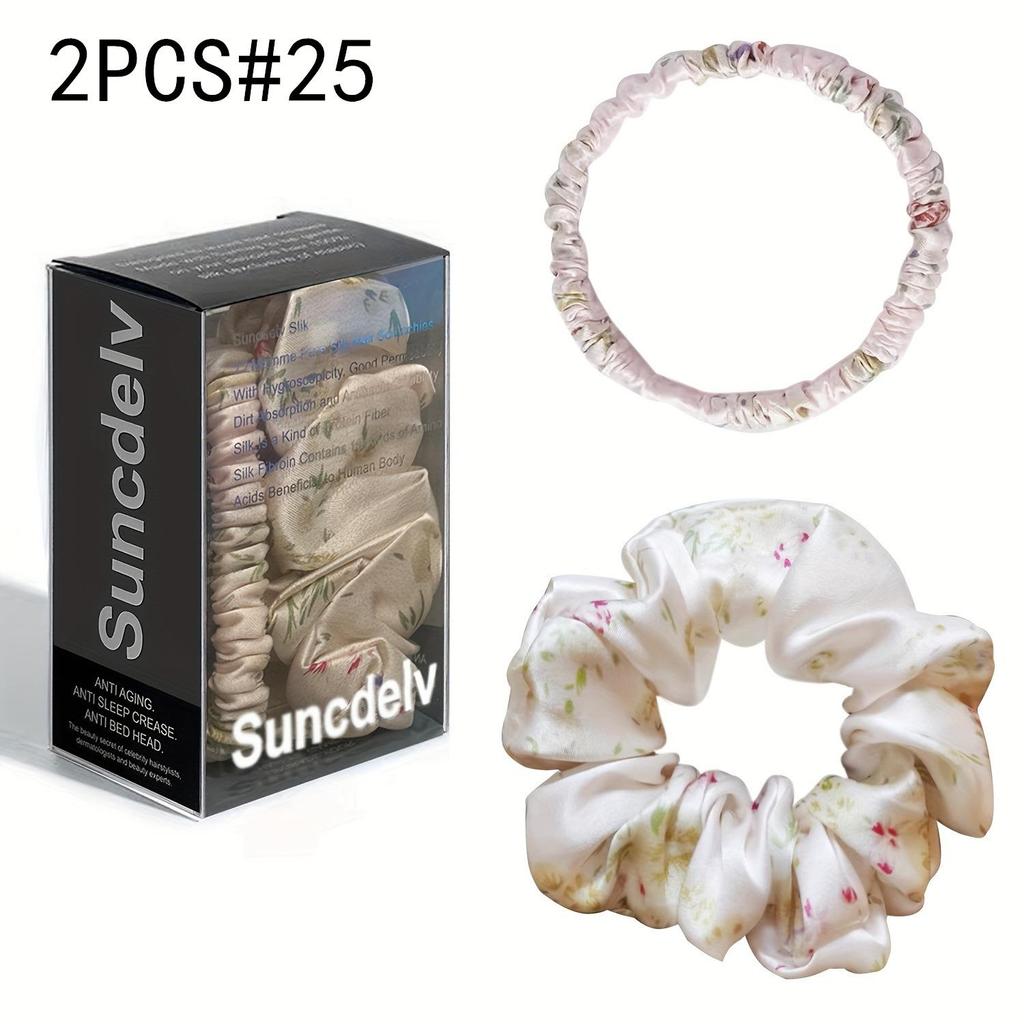 2 шт. 100% натуральный шелк однотонные резинки для волос высокого качества резинки для волос 22Momme женские большие повязки для волос аксессуары для волос маленькие+большие