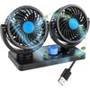 Rapid Cooling Dual Car Fan USB Powered 360° Adjustable Heads Turbo Airflow for SUV Sedan Truck RV Boat Vehicles Vent Blower