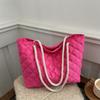 Winter Cotton Clothes New Large-capacity Diamond Nylon Simple Casual Embroidery Thread Rope Shoulder Tote Bag