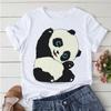 Women Tshirt Fashion Tops Cartoon Stretching Panda 90s Clothes Print T Shirt Short Sleeve Summer White T-shirt Female Tee Shirt