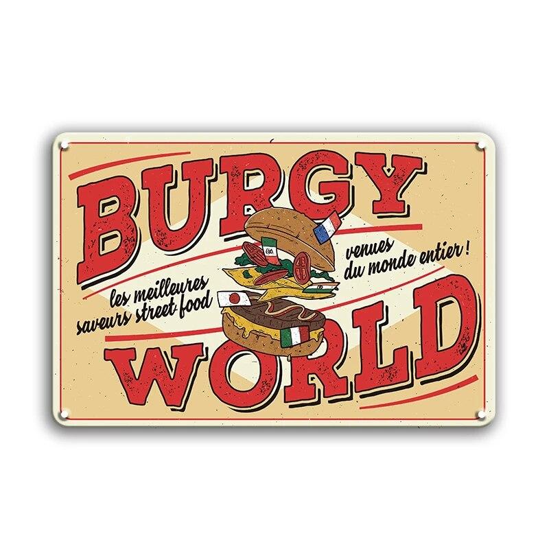 Hot Dogs Burgers Pizza Metal Signs Vintage Posters Kitchen Wall Decoration Tin Sign Bar Home Decor Metal Plaques Art Painting