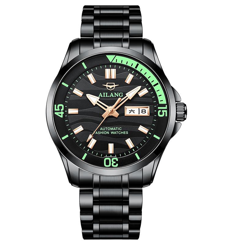 AILANG Новые швейцарские часы с двойным календарем, автоматические часы, мужские часы, ночные часы
