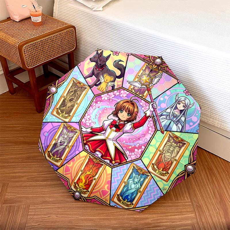 1 шт. Автоматический складной зонт с рисунком Cardcaptor Sakura, 8 спиц, портативный, складной, для путешествий, Рождественский, День рождения, Подарок
