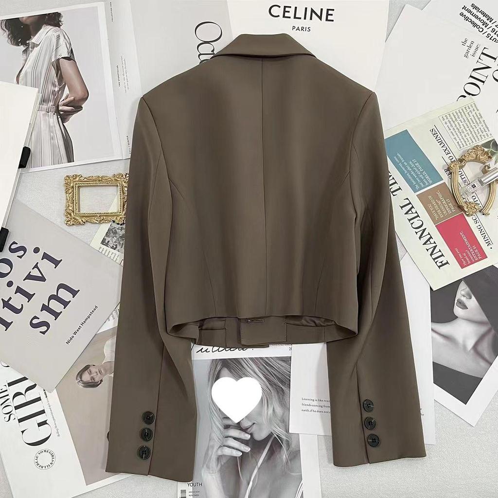 2025 Женский Универсальный Маленький Однотонный Пиджак-Жакет с Длинным Рукавом