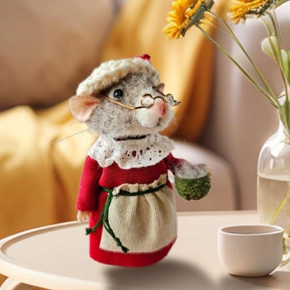 Милая валяная мышь из иглы, рождественские украшения из войлока на Новый год