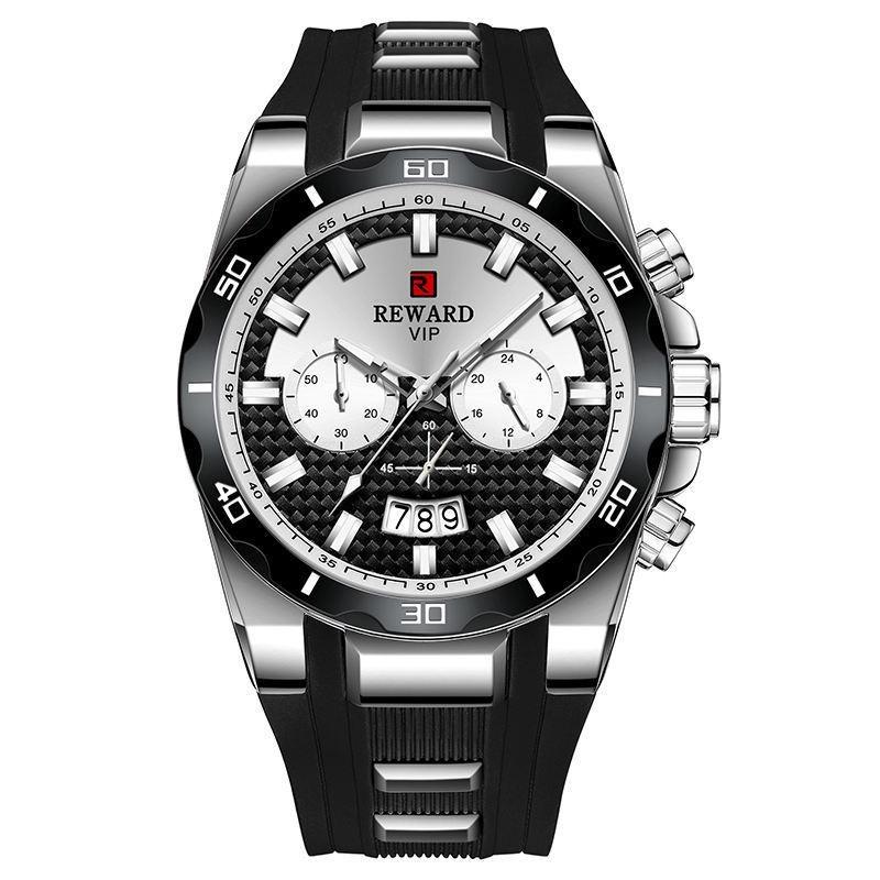Chronograph Quartz Watch for Men Luxury Big Dial Military Sport Wristwatch Waterproof Silicone Strap Male Clock