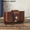 FAMILY Genuine Leather Men's Retro Waist Bag 6.9-inch Mobile Phone Bag Handmade Casual Mobile Pouch