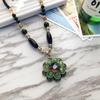 Retro Fashion Opal High-end Necklace Female Long Temperament Sweater Chain Flower Diamond Versatile Accessories
