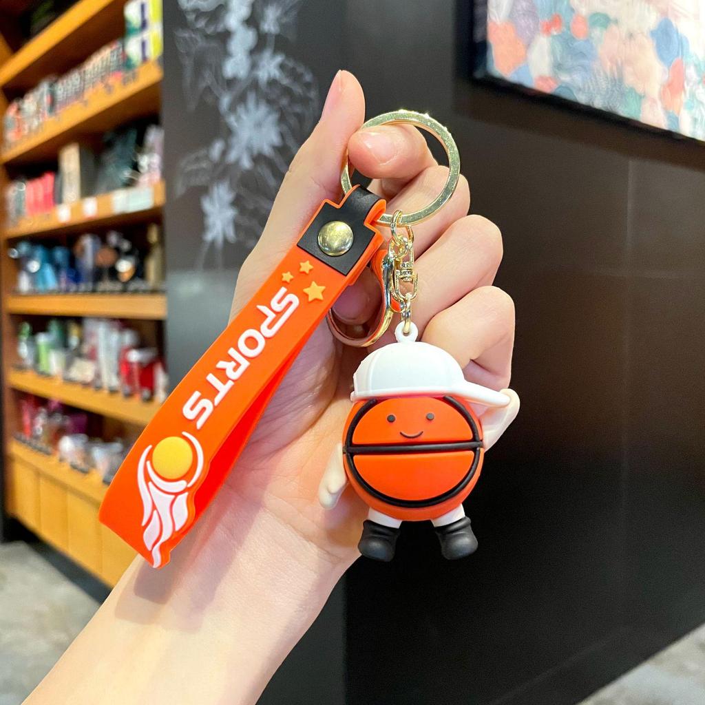 3D Спортивный кулон-брелок - Креативный мультяшный футбольный и баскетбольный аксессуар для ключей для автомобиля или школьного рюкзака