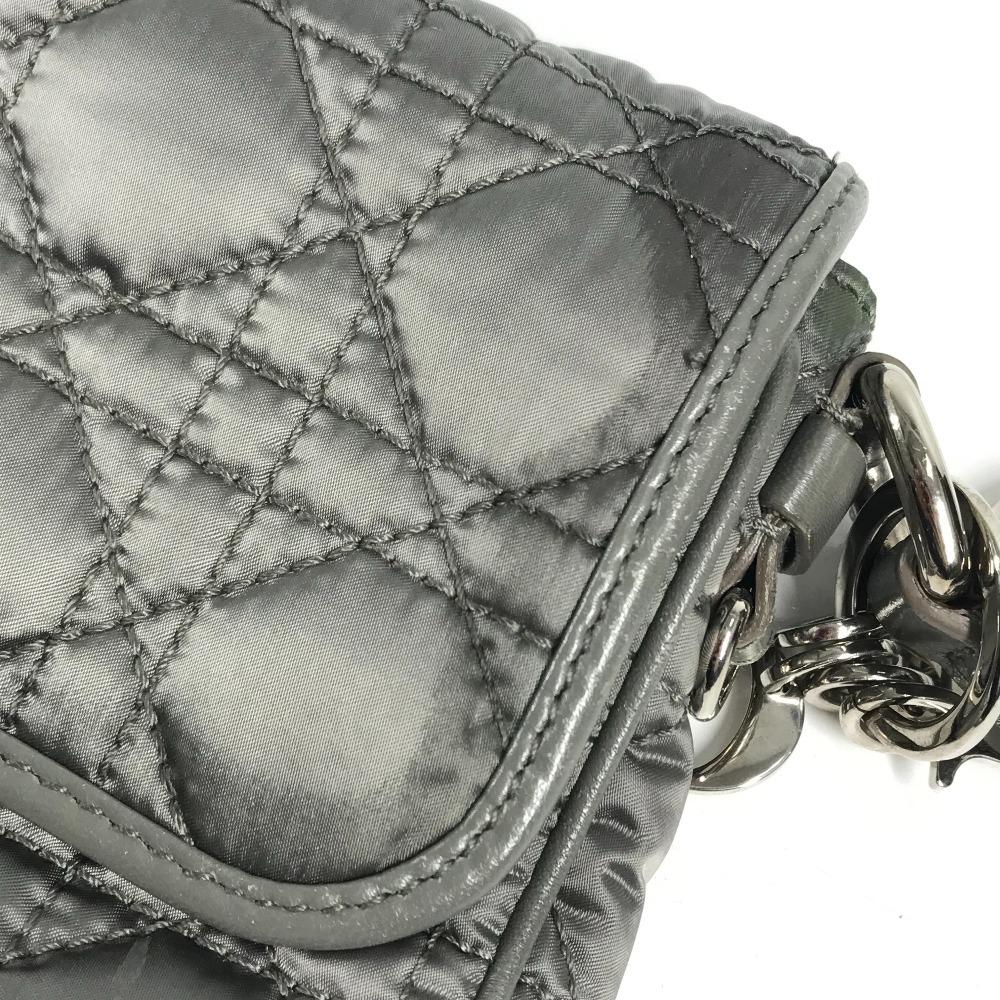 Dior Logo Cannage Quilted Crossbody Pochette Flap Shoulder Bag Gray Based