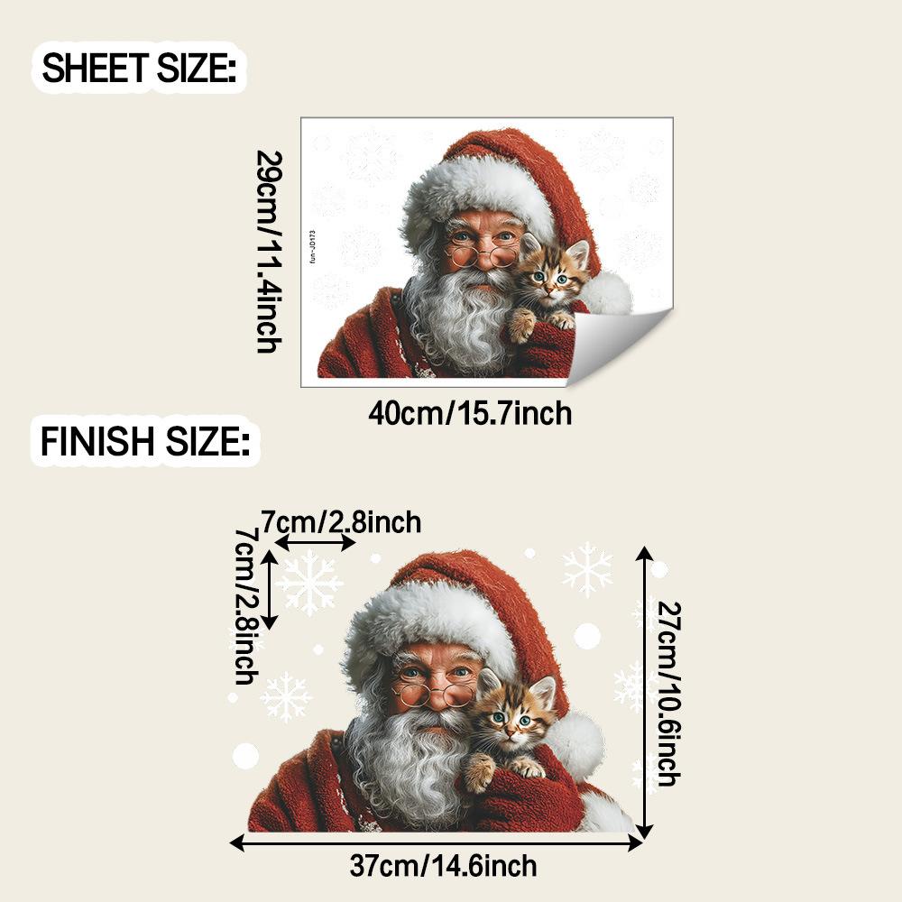 Creative Simulation Santa Claus, Cat and Snowflake Home Glass Door and Window Decoration Stickers