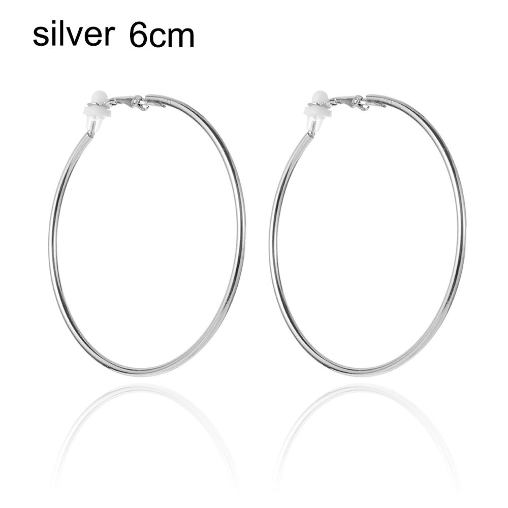 Пара ювелирных изделий золото серебро черный женская мода большой круг клипса на ухо без пирсинга серьги кольца