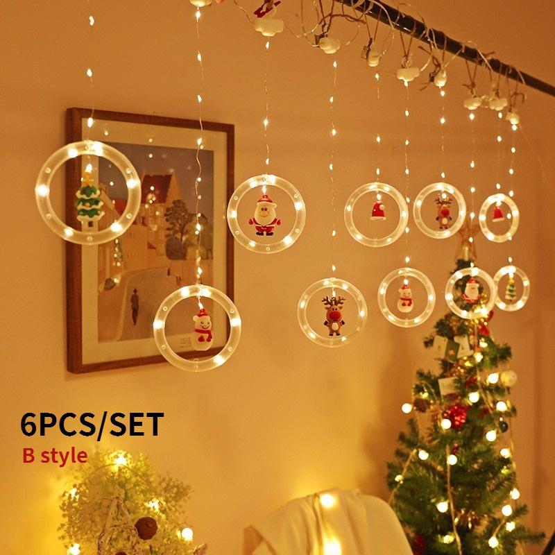 2021 Новый круглый рождественский USB занавес Светильник светодиодные гирлянды Санта-украшение для праздничного света Рождественское украшение Лампа Декор комнаты