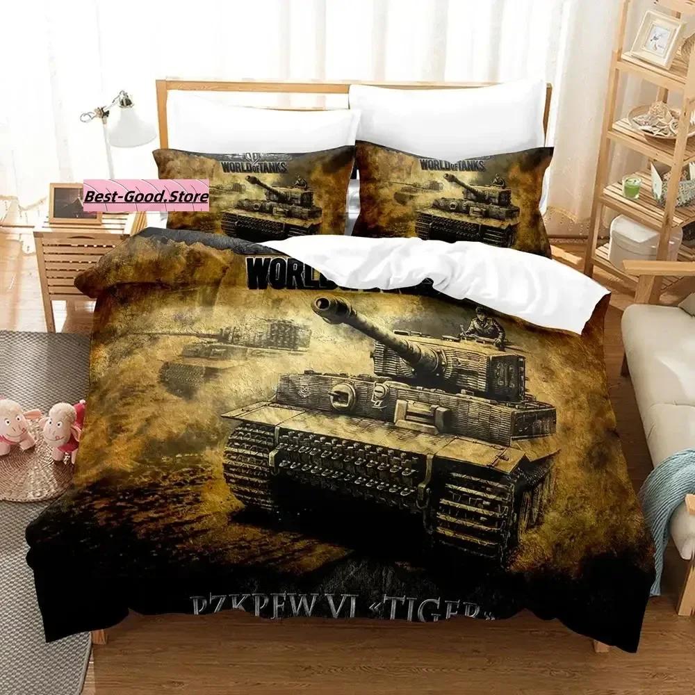 Постельное белье World of Tanks Односпальное Двуспальное Набор постельного белья с наволочкой Пододеяльник Мягкий Односпальный Двуспальный Queen Super King