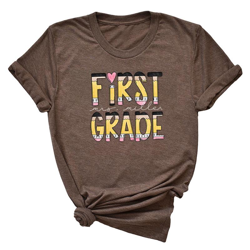 Футболки женские из чистого хлопка с короткими рукавами и круглым вырезом, повседневные, с принтом букв, летние, первого класса