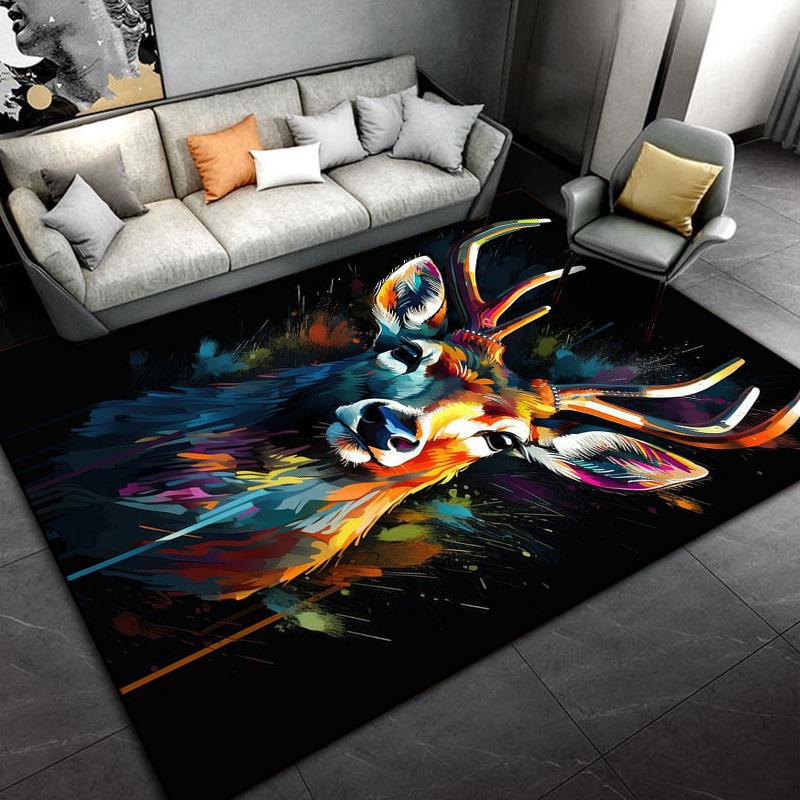 3D Мультяшный Скандинавский Лось Олень Ковер, Ковер для Гостиной Спальни, Детский Игровой Нескользящий Напольный Коврик Диванный Дверной Коврик Декорация