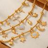 F.I.N.S Heart Cross Star Moon Multi Pendant Titanium Steel Bracelet For Women 18k Gold Plated Shiny Zircon Women's Charm Jewelry