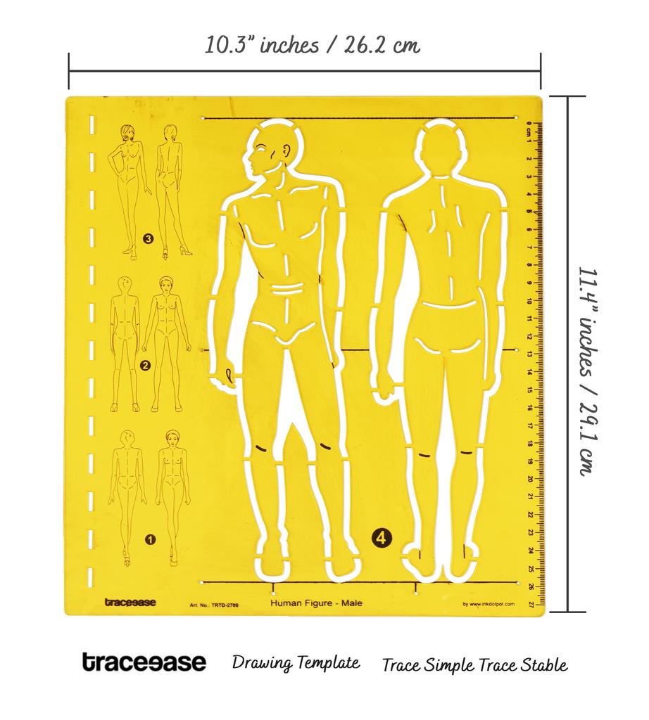 Traceease Шаблоны трафаретов мужской фигуры человека Инструменты для рисования дизайнеров одежды, Мужская фигура человека