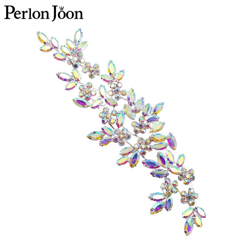 Хрустальная ветвь AB серебристый страз цветок пришивной аксессуар для свадебного платья