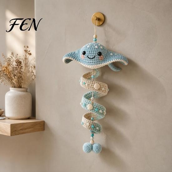 Coastal Style DIY Decor Items Ocean Animal Spiral Crochet Kit, Hanging Ornament Beginner Craft Handmade Gift for Mothers Kit with Yarn And Accessories