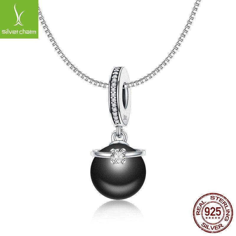 Black Pearl Pendant Necklace S925 Sterling Silver Loose Bead Versatile Diy Bracelet Accessories Scc572