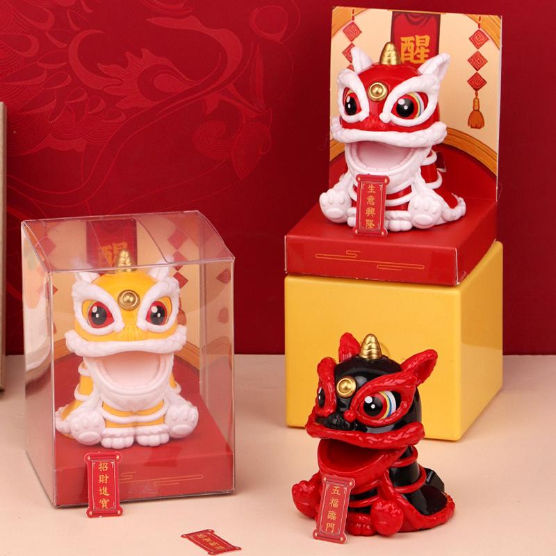 Новогоднее украшение в виде танцующего льва 2025 года, китайский праздник весны, настольные талисманы, украшения, декор салона автомобиля, новогодние подарки